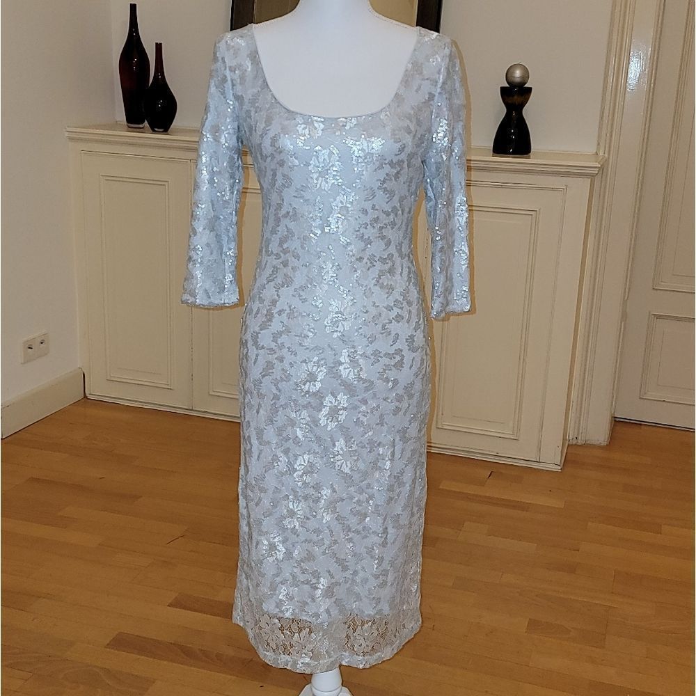NY&C Silver Lace Sequin Dress, Size 0 NWOT‎